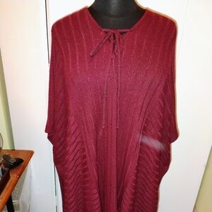EUC Avenue Burgundy Sweater Poncho